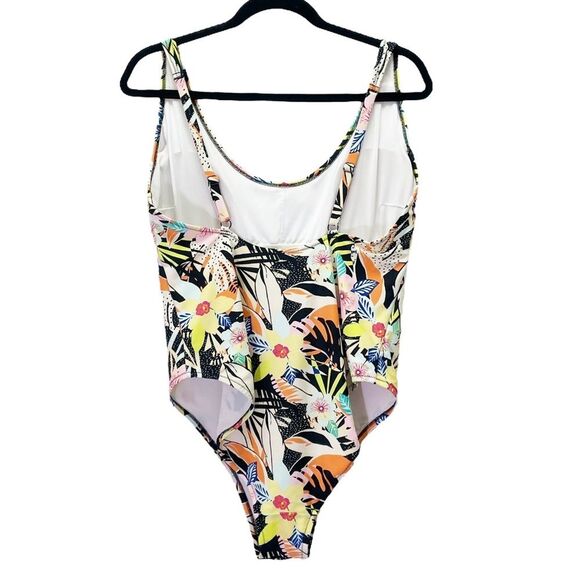 Old Navy One Piece Swimsuit Size XL Scoop Neck High Leg Tropical Floral Print - Picture 3 of 11